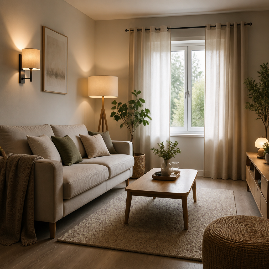 Comment faire entrer plus de lumière dans une pièce sombre sans gros travaux 12 Aménagement lumineux avec éclairage indirect et mobilier léger dans une pièce sombre