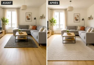 Comment décorer un petit salon sans l’alourdir : 12 idées simples et efficaces ? 11 Pour rendre votre salon plus lumineux, mettre un tapis clair.