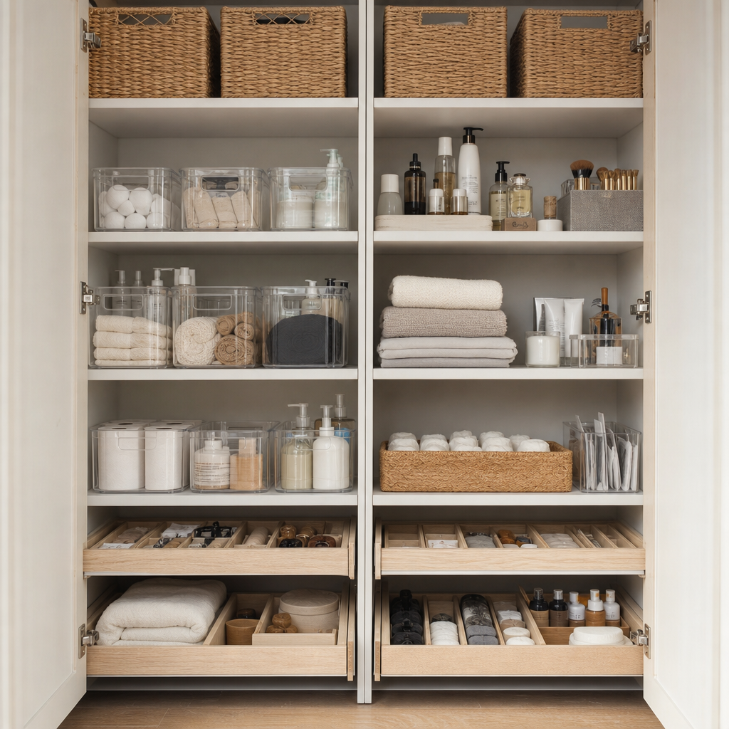 Comment organiser ses placards dans la maison pour gagner de la place au quotidien 11 Placard maison compartimenté avec boîtes et séparateurs pour gagner de la place