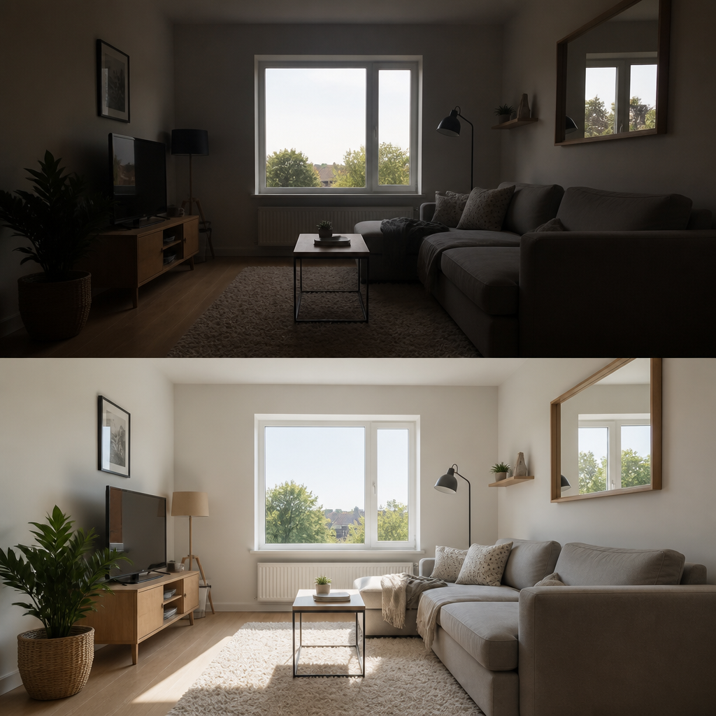 Comment faire entrer plus de lumière dans une pièce sombre sans gros travaux 10 Salon optimisé pour faire entrer plus de lumière naturelle sans gros travaux